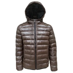 Chaqueta acolchada de cuero genuino para hombre
