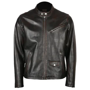 Chaqueta de moto de cuero auténtico para hombre