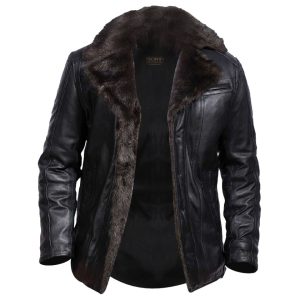 Chaqueta de aviador de piel de oveja para hombre con pelo