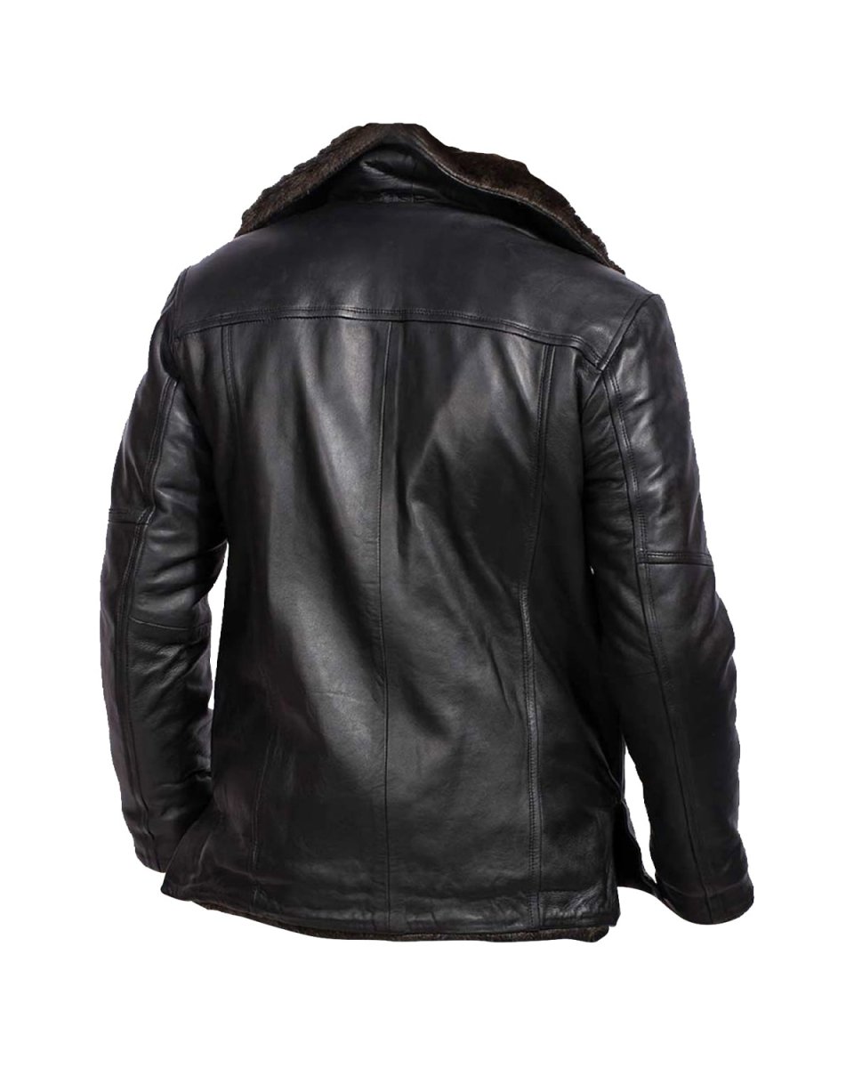 Chaqueta de aviador de piel de oveja para hombre con pelo - Imagen 5