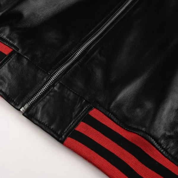 Chaqueta de béisbol estilo aviador para hombre, confeccionada en piel de cordero auténtica. - Imagen 6