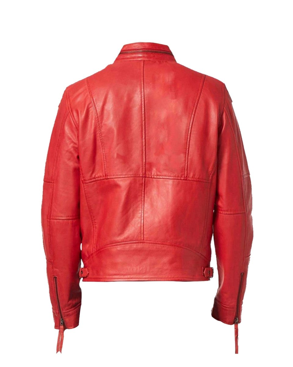 Chaqueta de motociclista de cuero genuino Mike Classic - Imagen 5