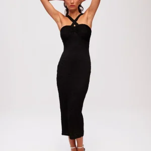 Vestido midi punto tirante cruzado