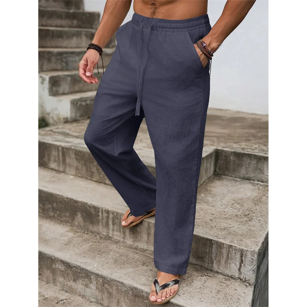Pantalones informales de algodón y lino - Imagen 8