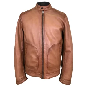Chaqueta de motociclista de cuero auténtico Noah