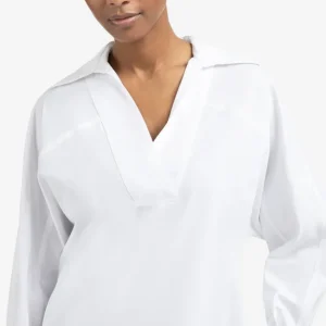 Blusa de popelina con cuello polo YAYA