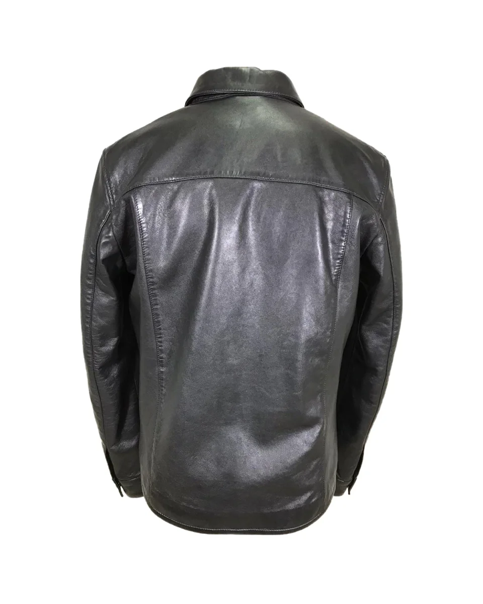 Chaqueta de motorista de cuero auténtico con cinturón Ravin - Imagen 4