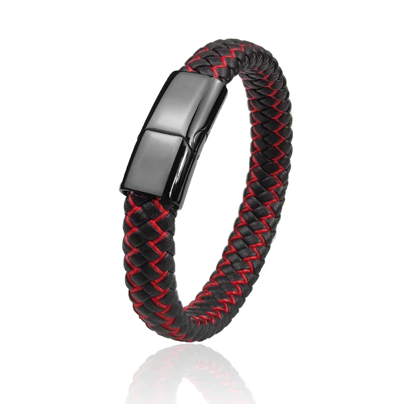 Pulsera trenzada de cuero para hombre - Imagen 4