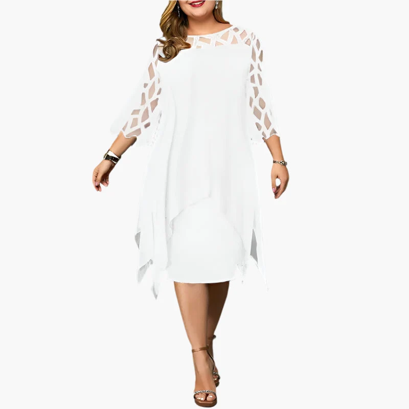Robe midi élégante grande taille pour femme, manches en dentelle, style chic soirée ou cérémonie - Imagen 8