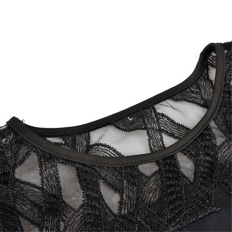 Robe midi élégante grande taille pour femme, manches en dentelle, style chic soirée ou cérémonie - Imagen 9