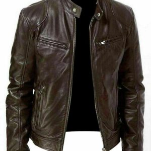 Chaqueta de moto Roy de piel de oveja auténtica