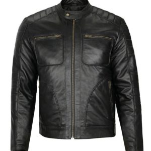 Chaqueta de motorista clásica de cuero auténtico Anthony