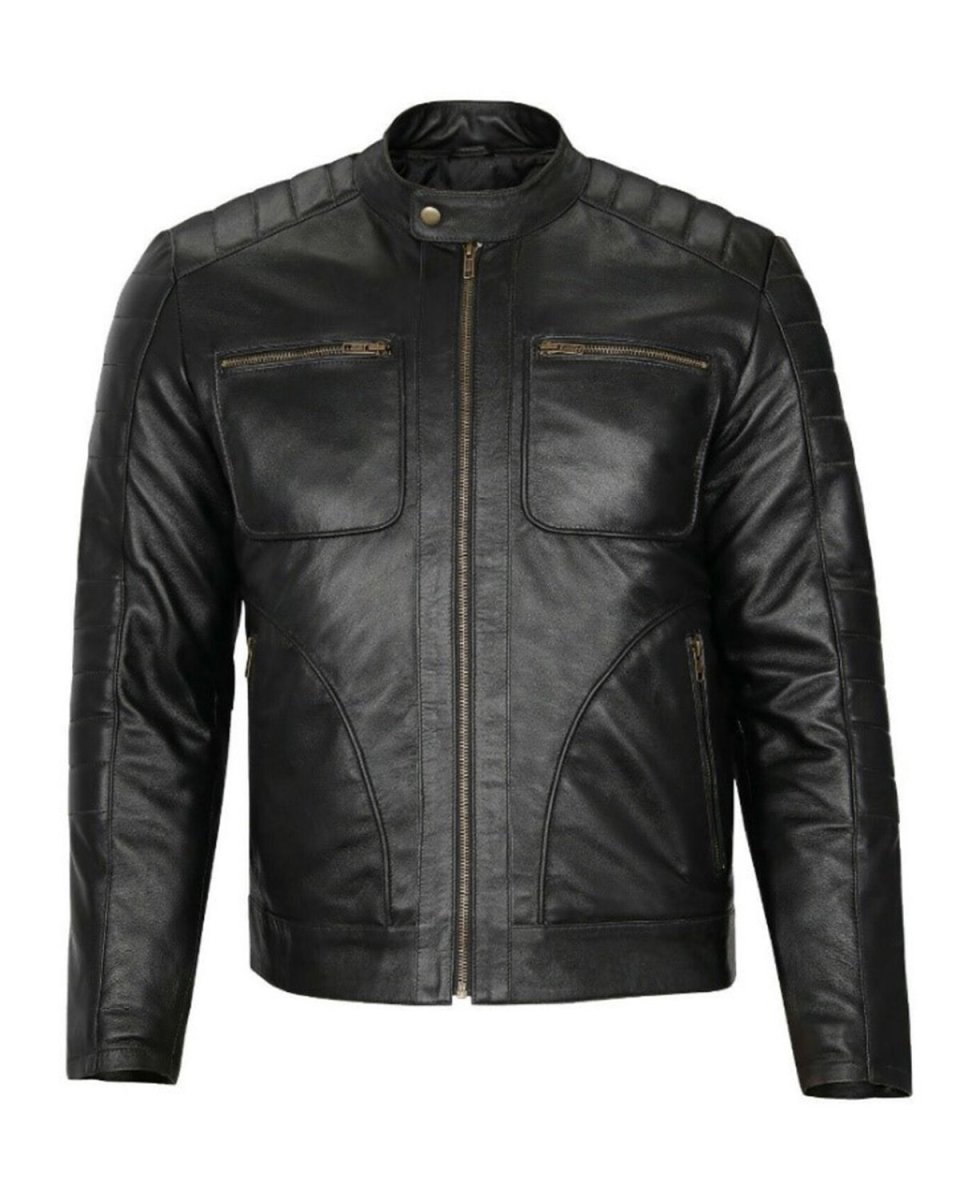 Chaqueta de motorista clásica de cuero auténtico Anthony - Imagen 3