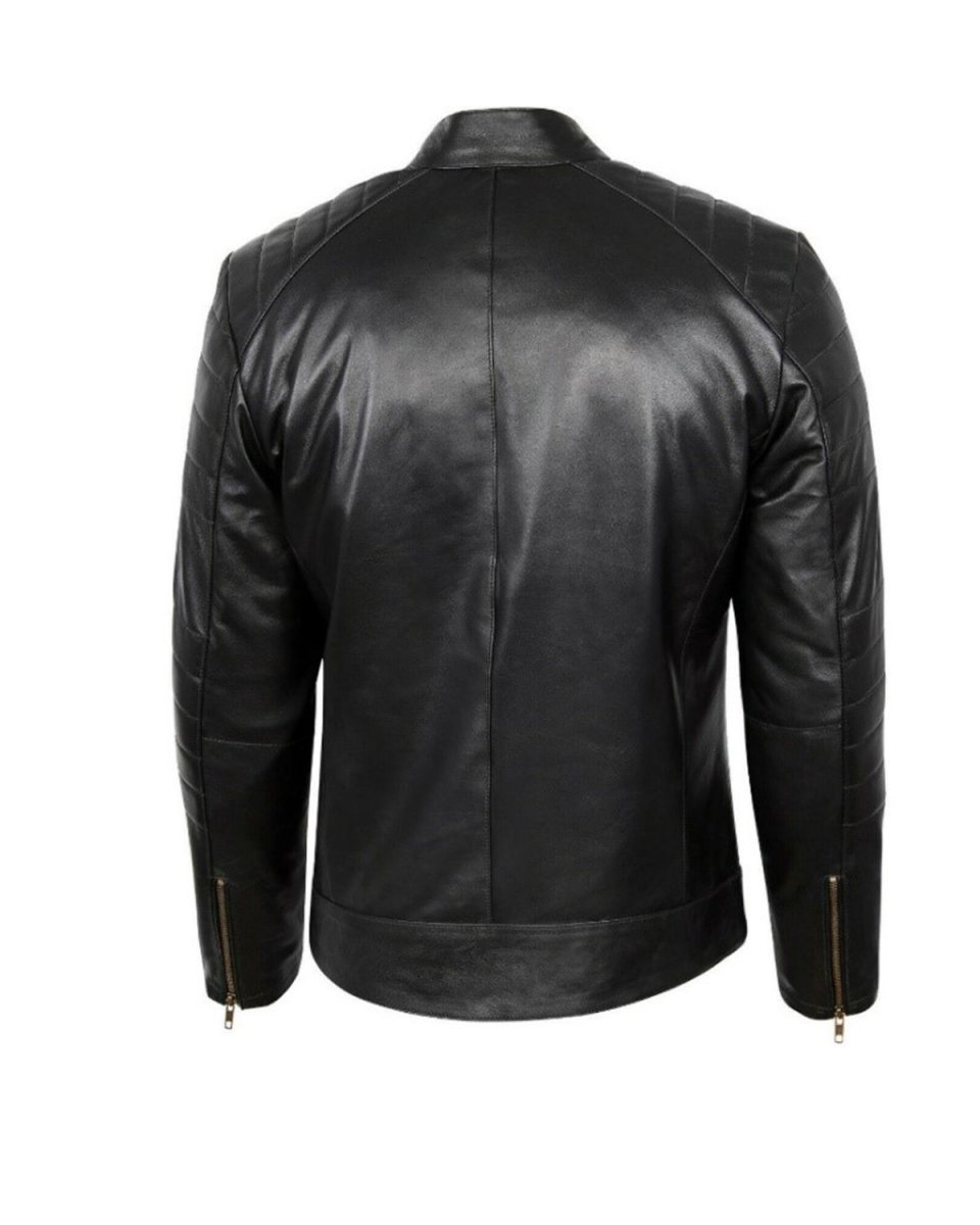 Chaqueta de motorista clásica de cuero auténtico Anthony - Imagen 5