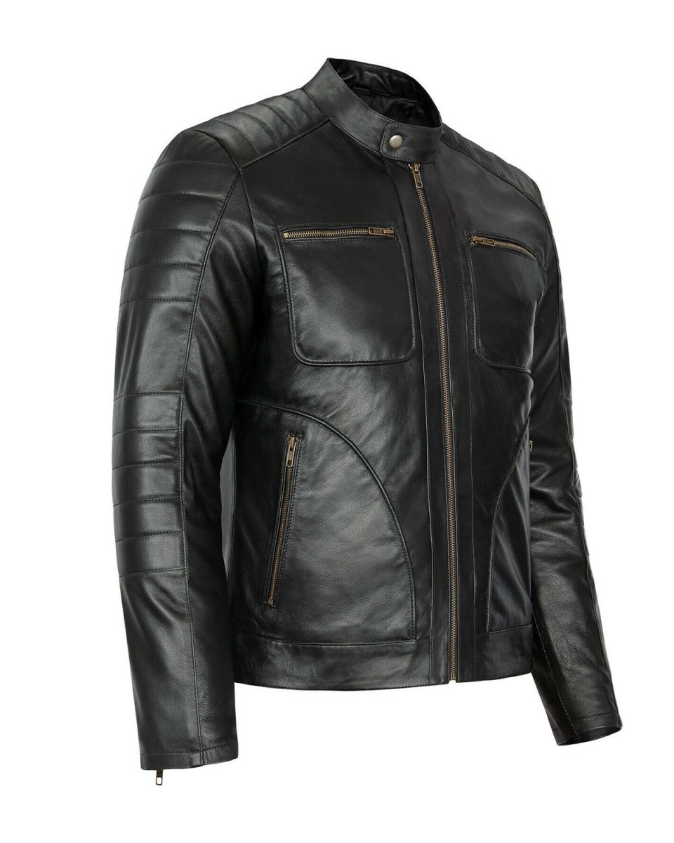 Chaqueta de motorista clásica de cuero auténtico Anthony - Imagen 4