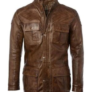 Chaqueta de cuero auténtico Keith Cafe Racer