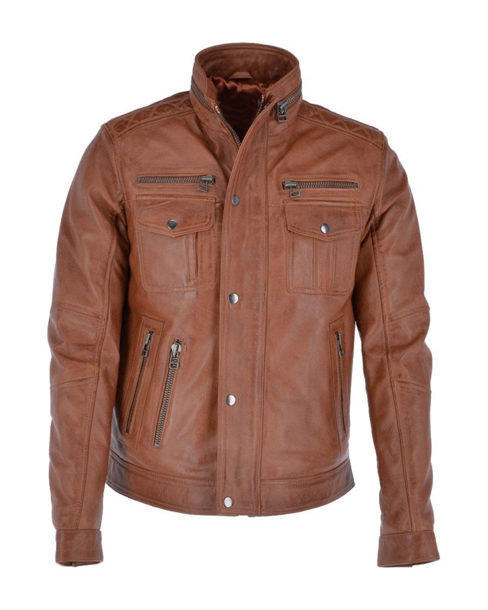Chaqueta de moto de cuero auténtico Zander - Imagen 2