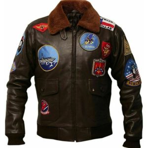 Chaqueta de aviador de piel de oveja para hombre de Tom Cruise