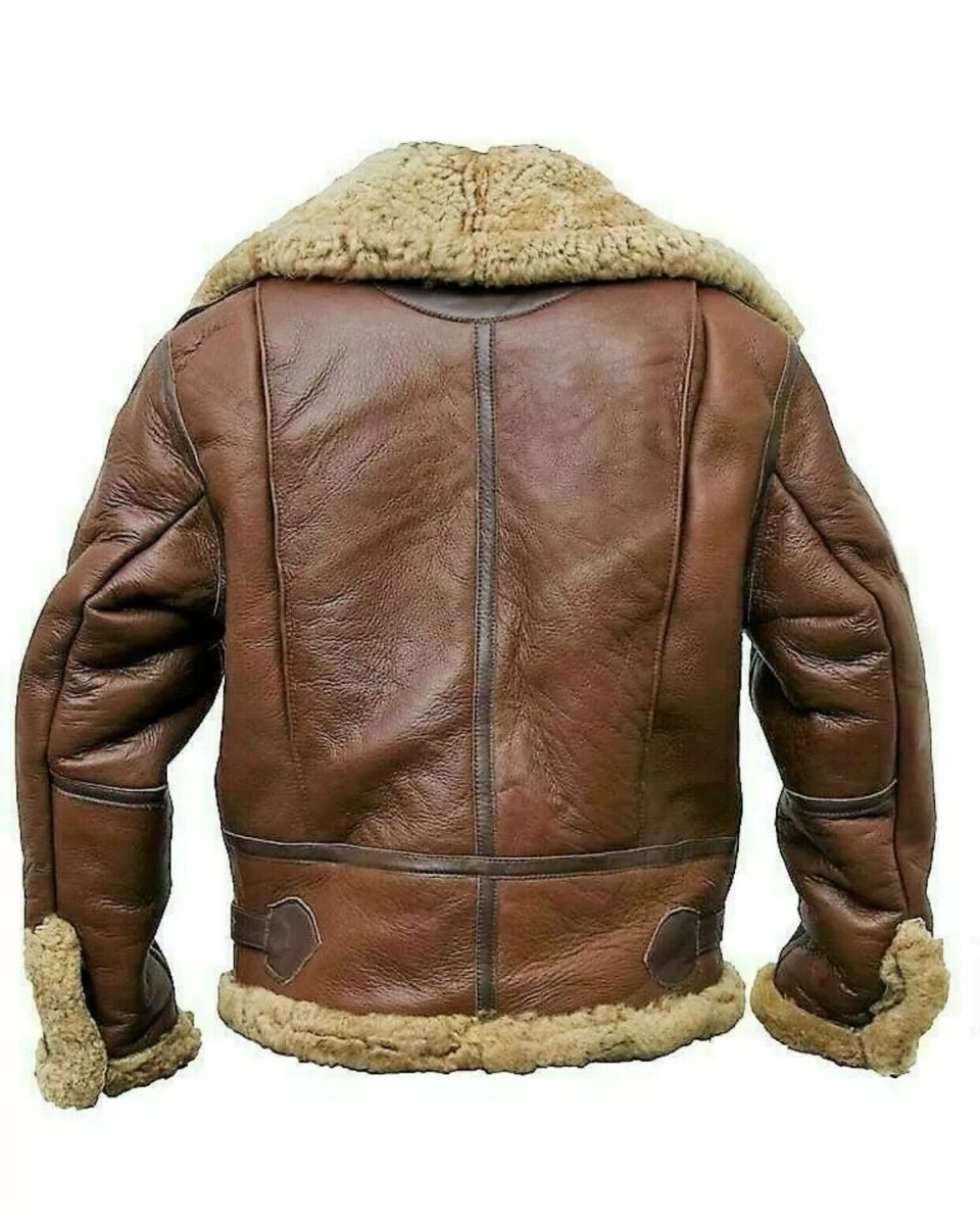 Chaqueta de aviador de cuero genuino para hombre B3 - Imagen 4