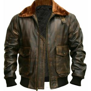 Chaqueta bomber aviador G1 para hombre en piel auténtica.