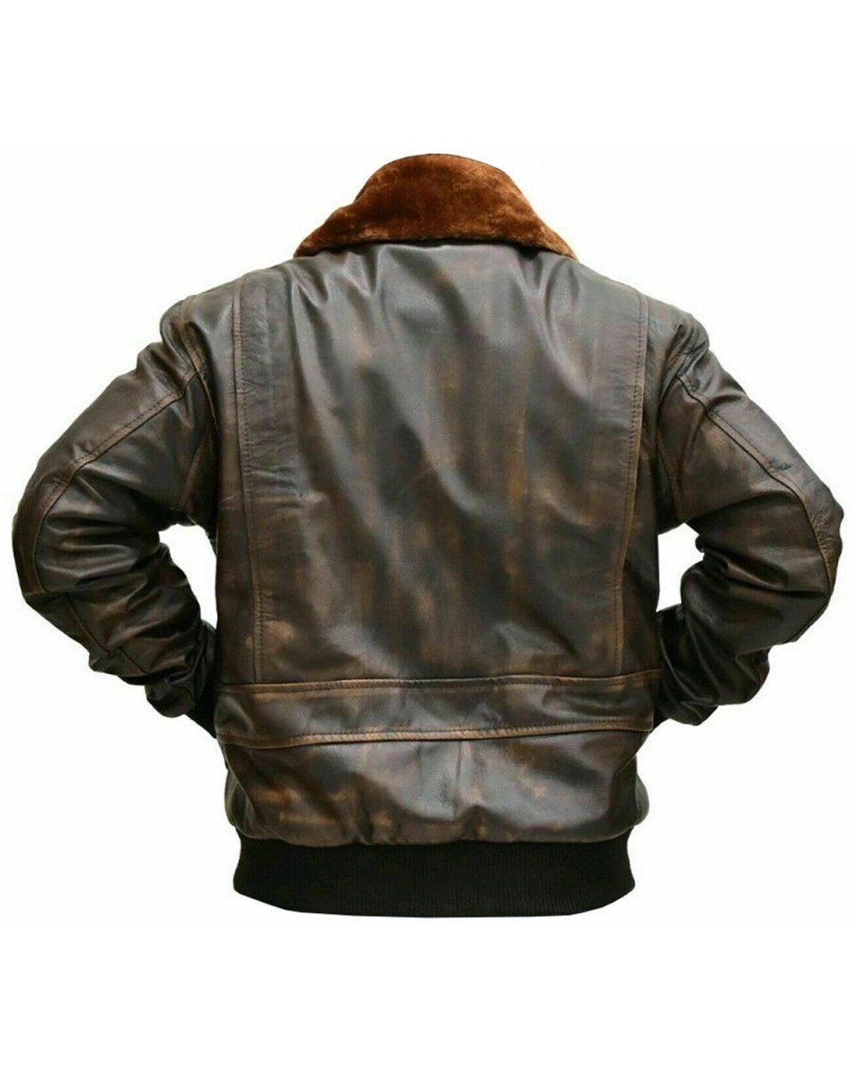 Chaqueta bomber aviador G1 para hombre en piel auténtica. - Imagen 4
