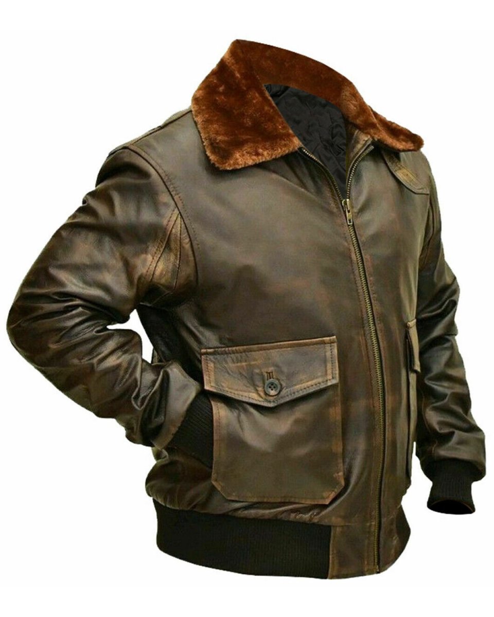 Chaqueta bomber aviador G1 para hombre en piel auténtica. - Imagen 3
