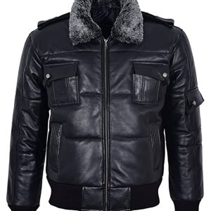Chaqueta de plumas de aviador de piel auténtica Rafael