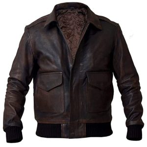 Chaqueta militar de aviador para hombre, talla A2, de cuero genuino.