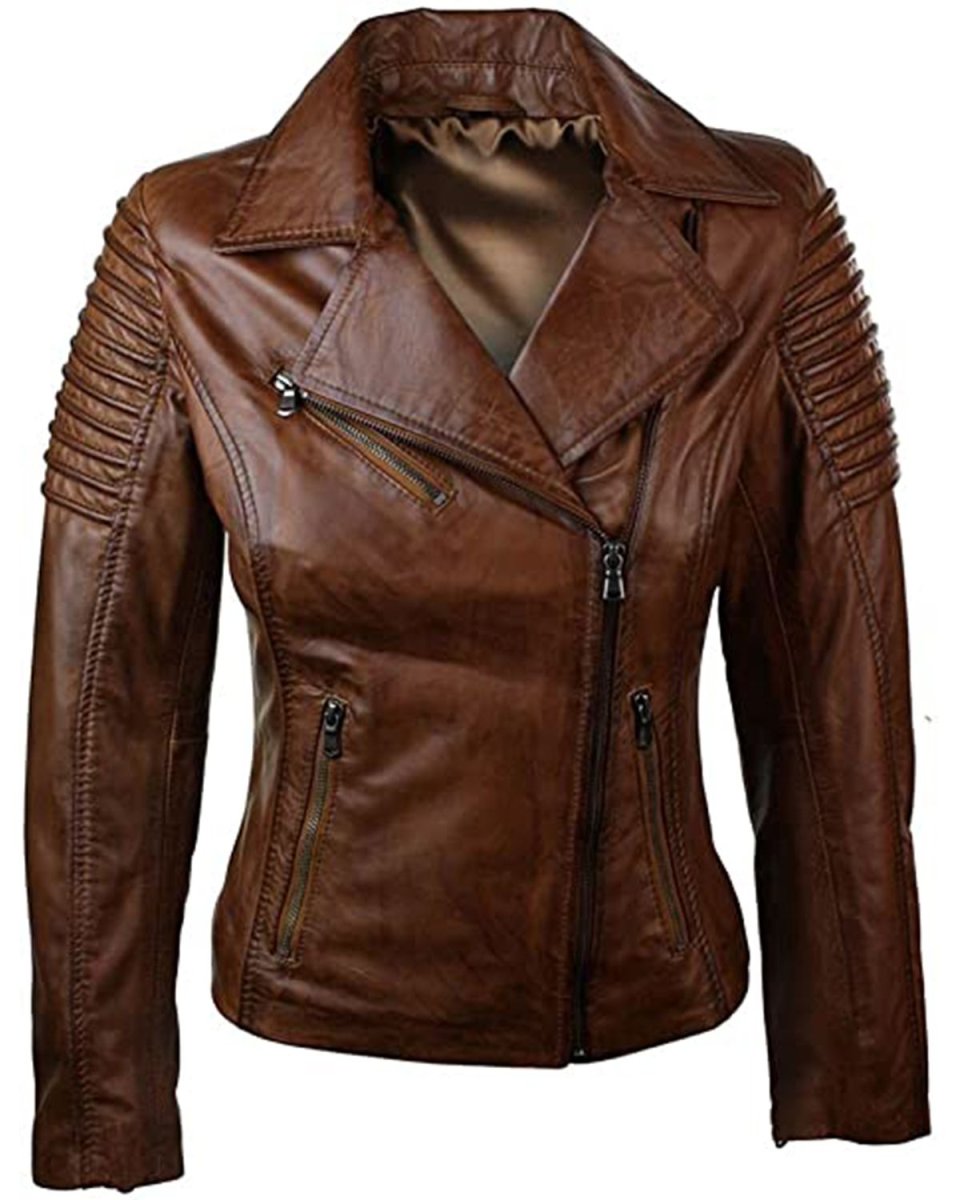 Chaqueta de motociclista de cuero auténtico Alicia - Imagen 2