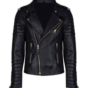 Chaqueta de cuero genuino para motociclista Bruno