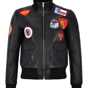 Chaqueta bomber de aviador para mujer, de cuero natural auténtico.