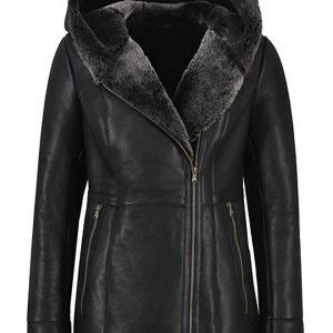 Chaqueta larga Deborah de piel auténtica con pelo.