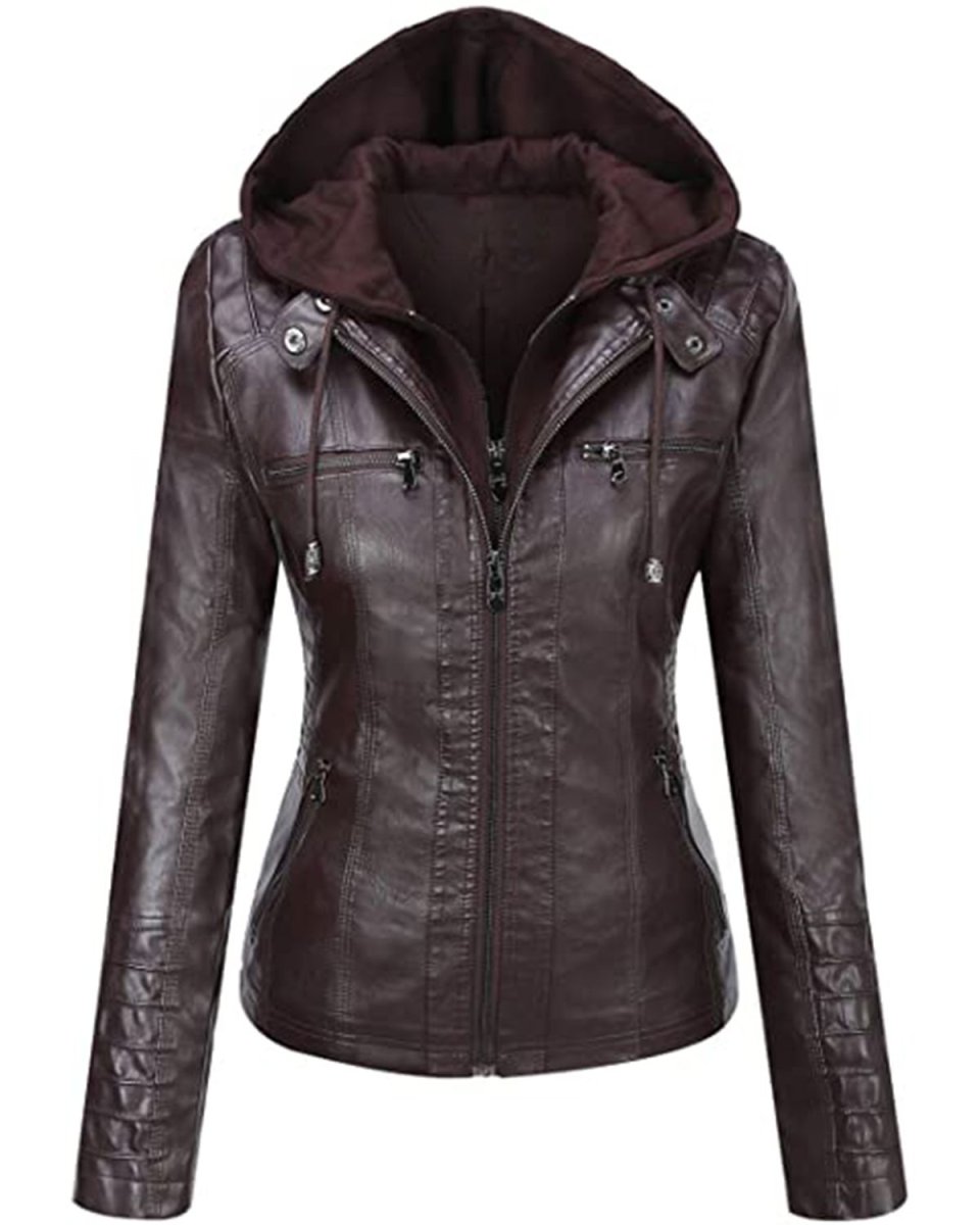 Chaqueta de motociclista de cuero auténtico Emmie