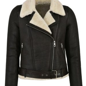 Chaqueta de motorista Celia de piel de oveja auténtica