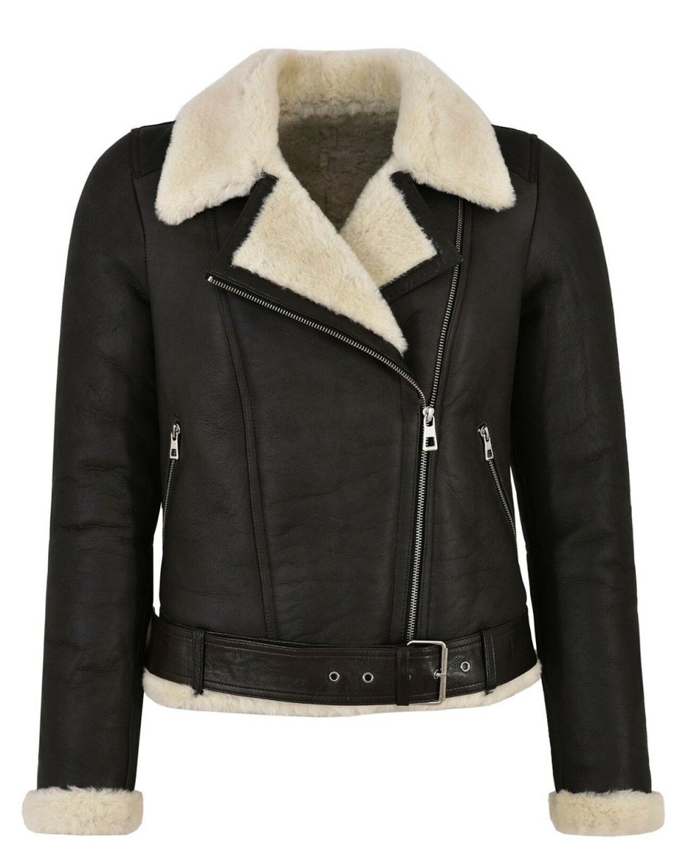 Chaqueta de motorista Celia de piel de oveja auténtica - Imagen 3
