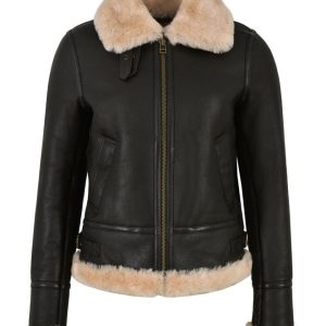 Chaqueta de aviador de piel de oveja B3 Flying Bomber para mujer