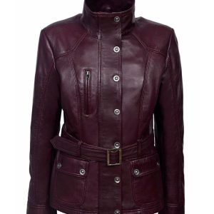Chaqueta Nicole de cuero auténtico estilo militar