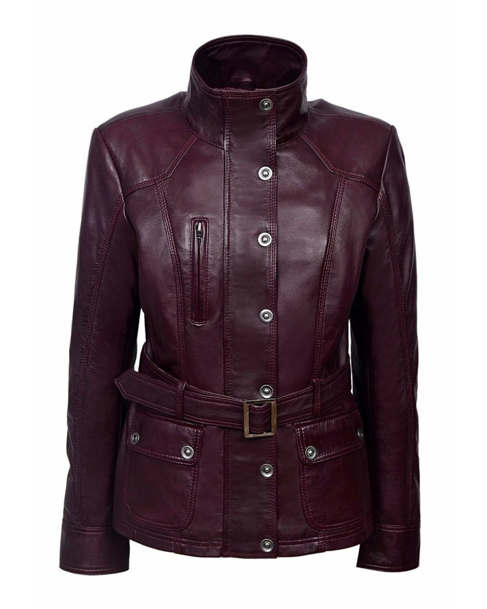 Chaqueta Nicole de cuero auténtico estilo militar