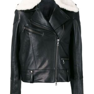 Chaqueta de moto Lara Aviator de cuero auténtico