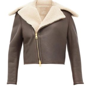 Chaqueta de motorista de lana y cuero