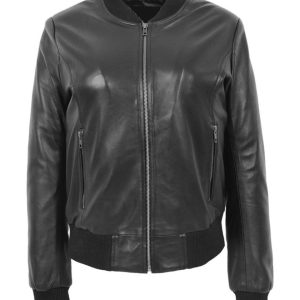 Chaqueta de aviador de cuero genuino color escarlata