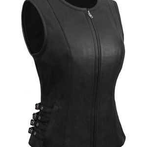 Chaleco de moto de cuero auténtico Tiana