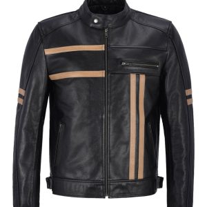 Chaqueta de moto de cuero auténtico Evan