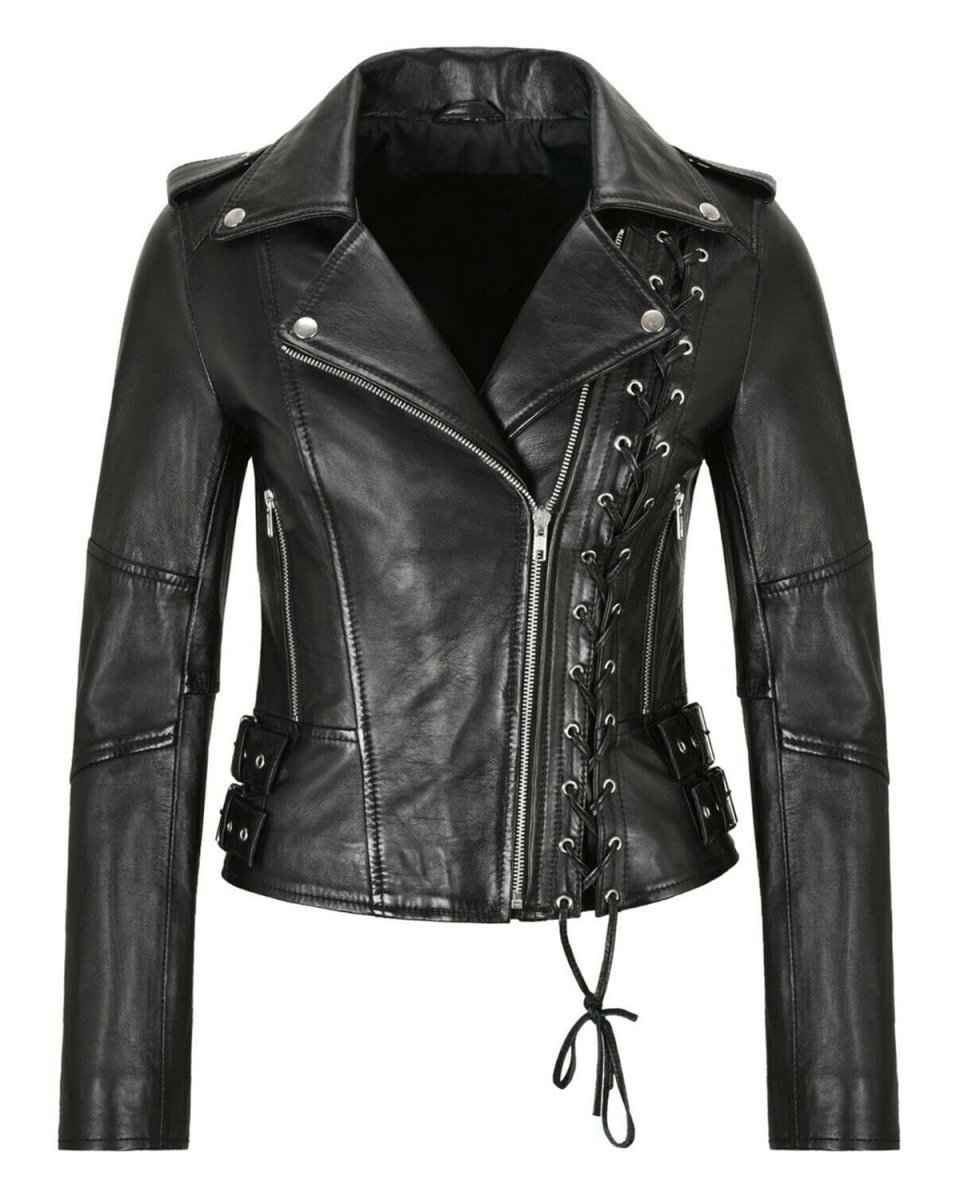 Chaqueta de motorista de cuero auténtico Pixie - Imagen 2