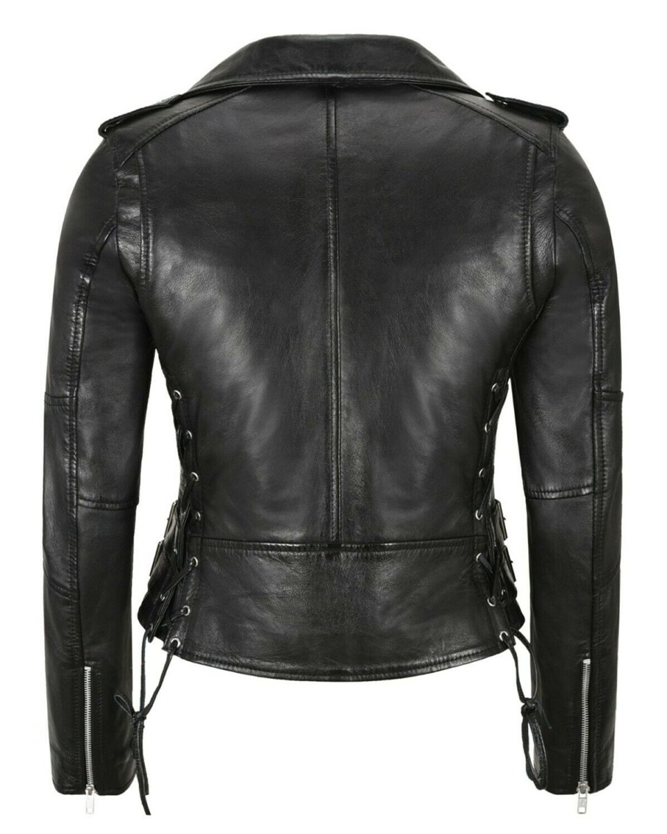 Chaqueta de motorista de cuero auténtico Pixie - Imagen 5