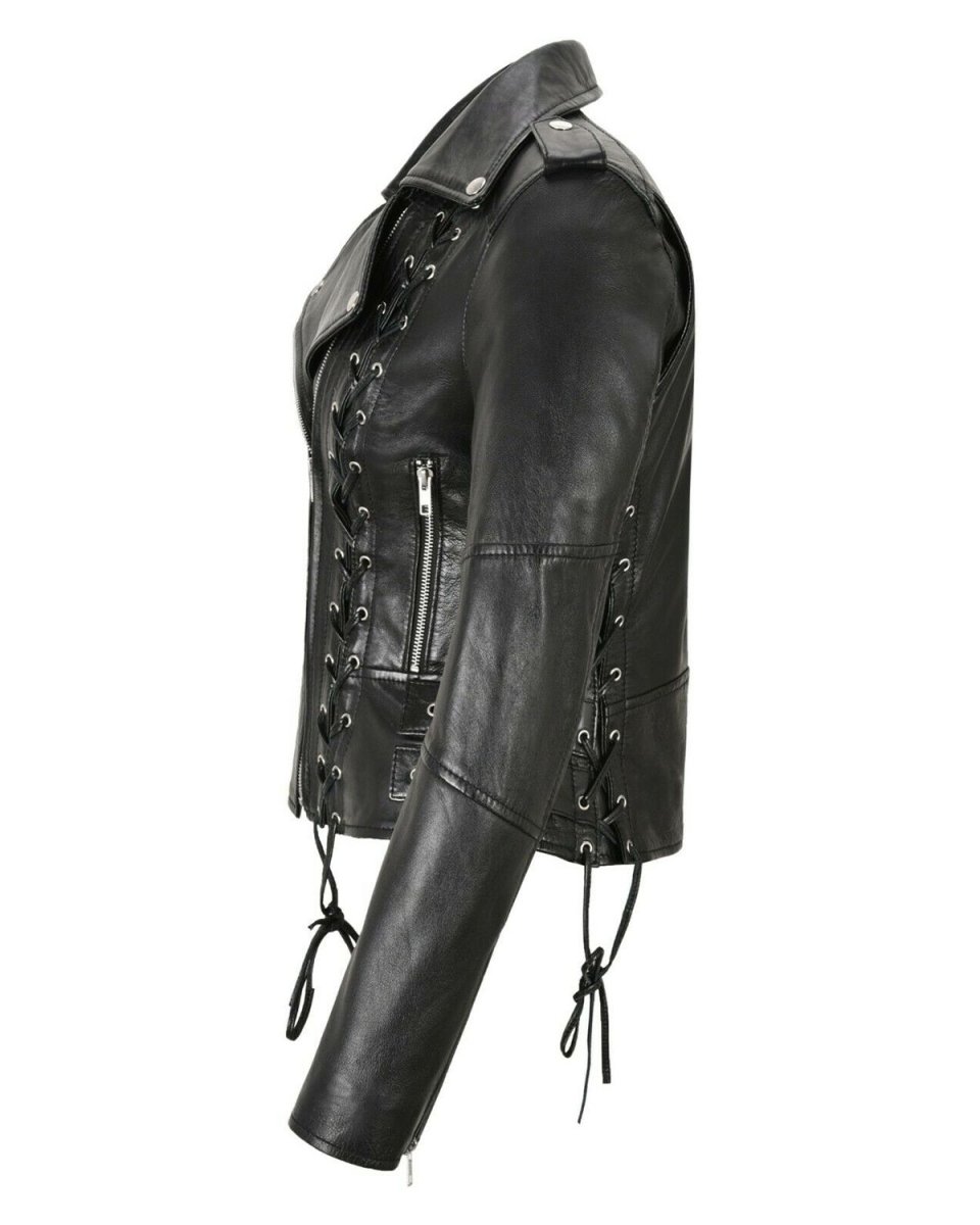Chaqueta de motorista de cuero auténtico Pixie - Imagen 4