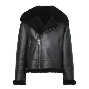 Chaqueta de mujer de piel auténtica forrada con piel de oveja.