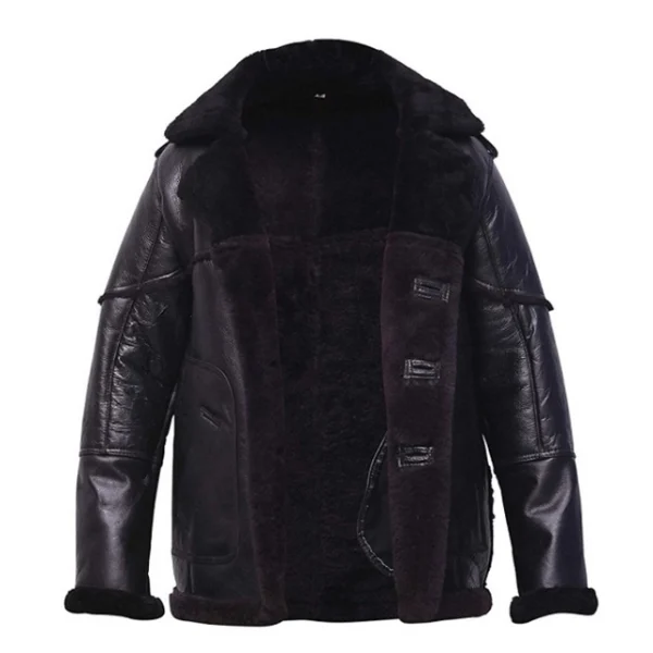 Chaqueta de hombre de auténtica piel de oveja con pelo negro. - Imagen 5