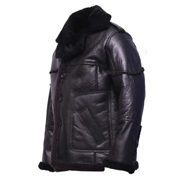 Chaqueta de hombre de auténtica piel de oveja con pelo negro. - Imagen 6