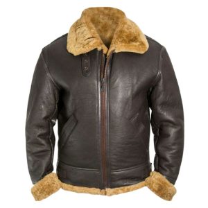 chaqueta de piel de oveja marrón